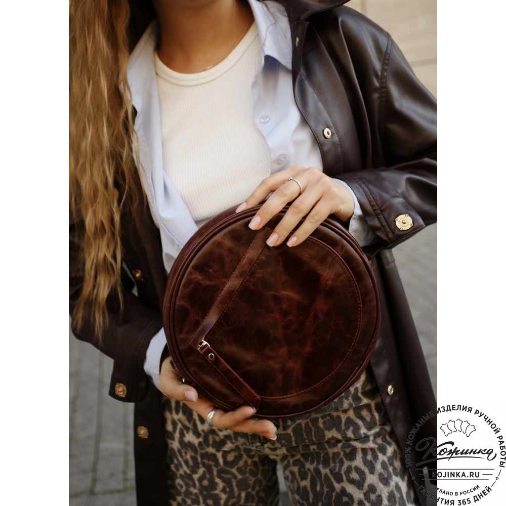 Женская кожаная сумка "Дарья" (бордовая)